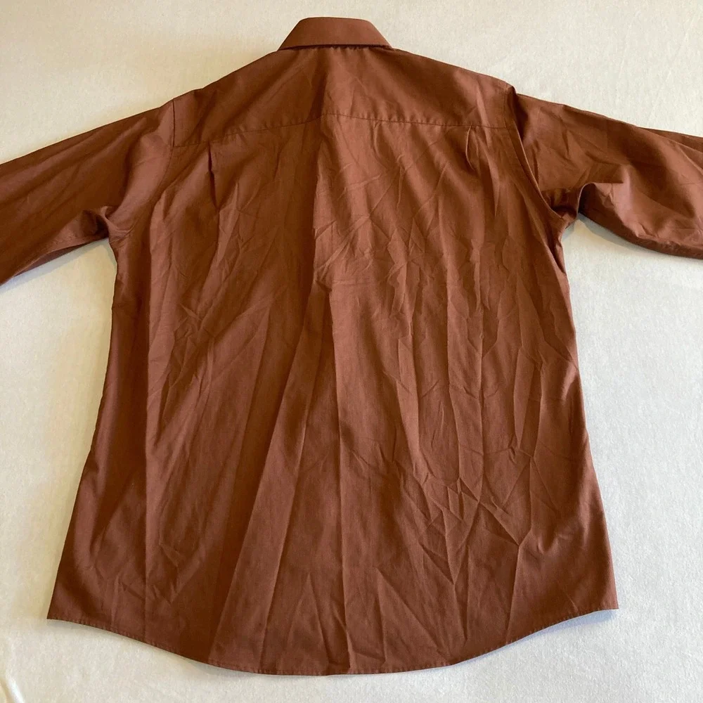 JOE Joseph‎ Abboud Mens Dress Shirt 16 32/33 Copper Brown Cotton Blend L/S